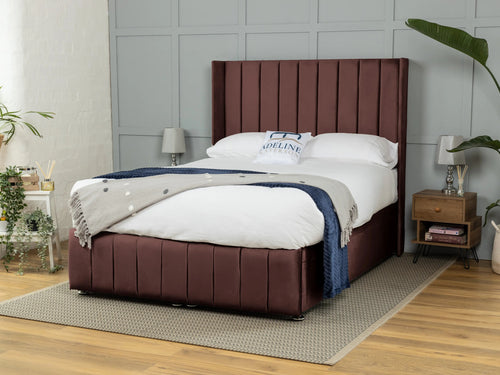 Westfield Vertical Channel Ottoman End Lift Storage Bed Set with Floor Standing Headboard & Footboard