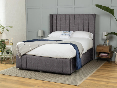 Westfield Vertical Channel Ottoman End Lift Storage Bed Set with Floor Standing Headboard & Footboard