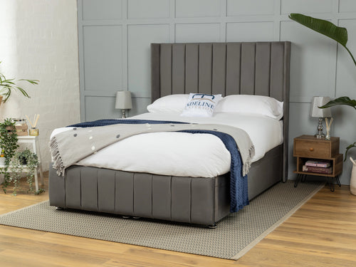 Westfield Vertical Channel Ottoman End Lift Storage Bed Set with Floor Standing Headboard & Footboard