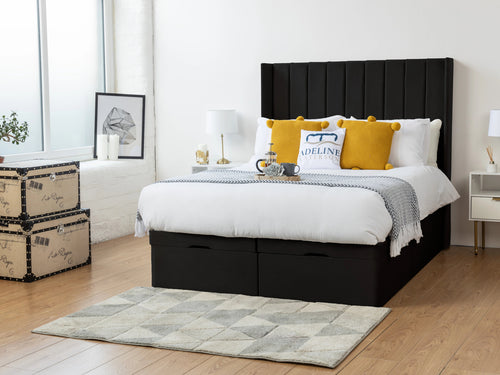 Westminster Vertical Channel Ottoman End Lift Storage Bed Set with Floor Standing Headboard & Footboard