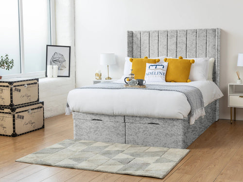 Westminster Vertical Channel Ottoman End Lift Storage Bed Set with Floor Standing Headboard & Footboard