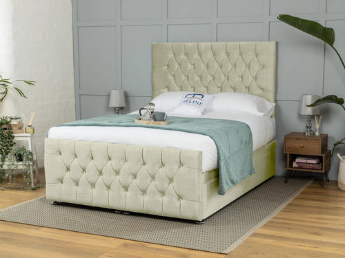 Weymouth Button-Tufted Ottoman End Lift Storage Bed Set with Floor Standing Headboard & Footboard