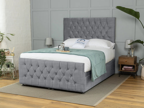 Weymouth Button-Tufted Ottoman End Lift Storage Bed Set with Floor Standing Headboard & Footboard