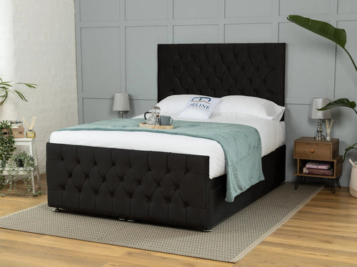 Weymouth Button-Tufted Ottoman End Lift Storage Bed Set with Floor Standing Headboard & Footboard