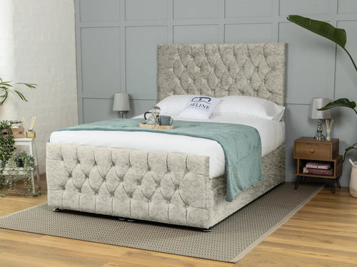 Weymouth Button-Tufted Ottoman End Lift Storage Bed Set with Floor Standing Headboard & Footboard