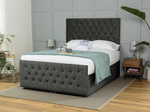 Weymouth Button-Tufted Ottoman End Lift Storage Bed Set with Floor Standing Headboard & Footboard