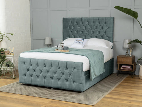 Weymouth Button-Tufted Ottoman End Lift Storage Bed Set with Floor Standing Headboard & Footboard