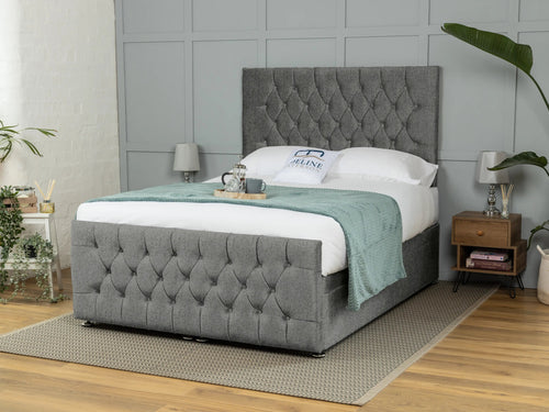 Weymouth Button-Tufted Ottoman End Lift Storage Bed Set with Floor Standing Headboard & Footboard