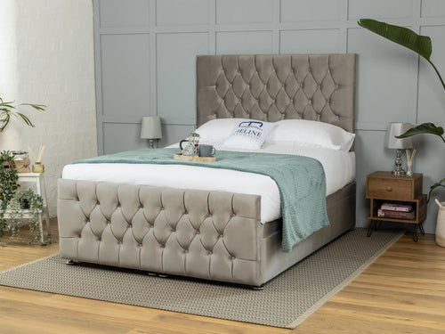 Weymouth Button-Tufted Ottoman End Lift Storage Bed Set with Floor Standing Headboard & Footboard