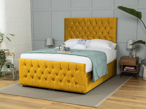 Weymouth Button-Tufted Ottoman End Lift Storage Bed Set with Floor Standing Headboard & Footboard