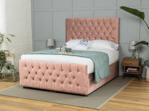 Weymouth Button-Tufted Ottoman End Lift Storage Bed Set with Floor Standing Headboard & Footboard