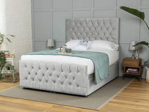 Weymouth Button-Tufted Ottoman End Lift Storage Bed Set with Floor Standing Headboard & Footboard