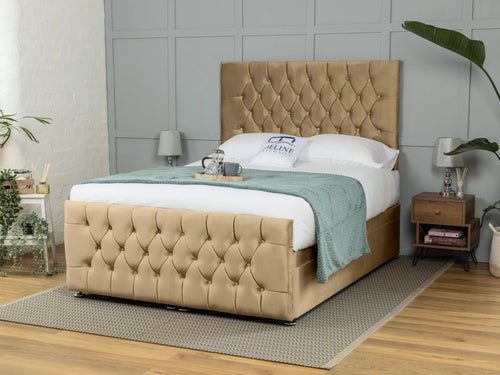 Weymouth Button-Tufted Ottoman End Lift Storage Bed Set with Floor Standing Headboard & Footboard