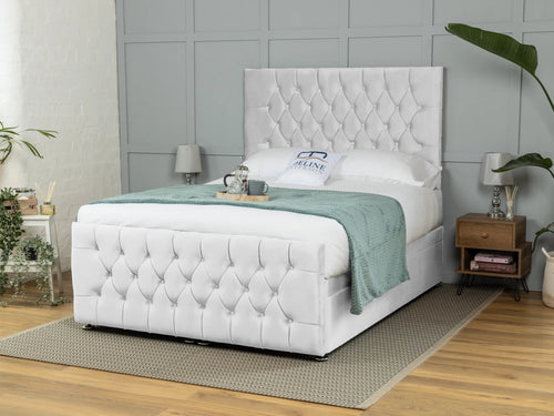 Weymouth Button-Tufted Ottoman End Lift Storage Bed Set with Floor Standing Headboard & Footboard