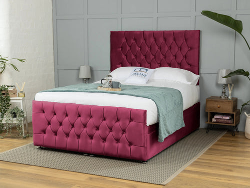 Weymouth Button-Tufted Ottoman End Lift Storage Bed Set with Floor Standing Headboard & Footboard