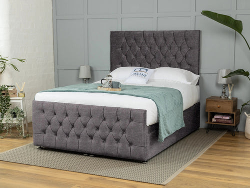 Weymouth Button-Tufted Ottoman End Lift Storage Bed Set with Floor Standing Headboard & Footboard