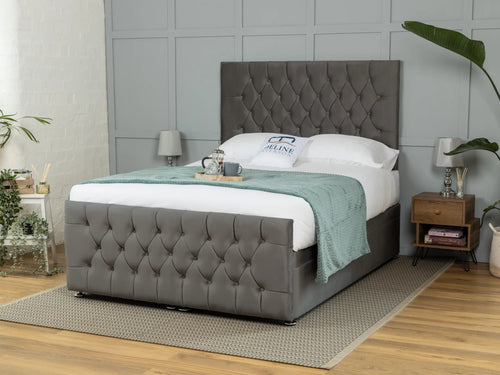 Weymouth Button-Tufted Ottoman End Lift Storage Bed Set with Floor Standing Headboard & Footboard