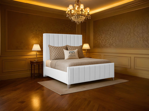 Richmond Vertical Channel Wingback Upholstered Bed Set with Floor Standing Headboard, Footboard & Storage Upgrade Option