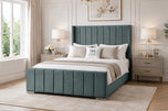 Emerald Coniston - Windsor Vertical Channel Upholstered Bed Set with Floor Standing Headboard, Footboard & Storage Upgrade Option