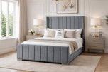 Armour Coniston - Windsor Vertical Channel Upholstered Bed Set with Floor Standing Headboard, Footboard & Storage Upgrade Option