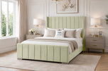 Almond Coniston - Windsor Vertical Channel Upholstered Bed Set with Floor Standing Headboard, Footboard & Storage Upgrade Option