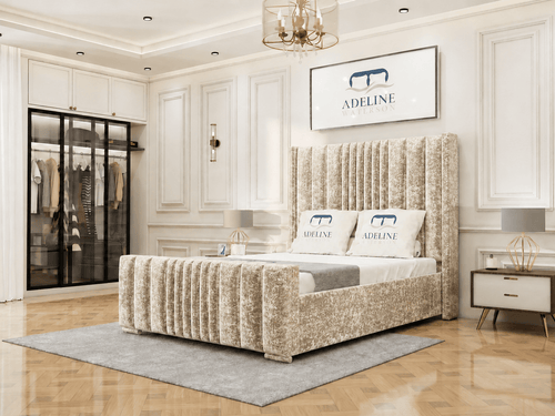 Winston Vertical Channel Upholstered Bed Set with Storage Drawers, Floor Standing Headboard & Footboard