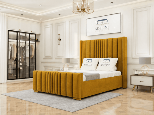Winston Vertical Channel Upholstered Bed Set with Storage Drawers, Floor Standing Headboard & Footboard