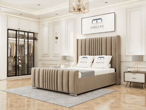Winston Vertical Channel Upholstered Bed Set with Storage Drawers, Floor Standing Headboard & Footboard