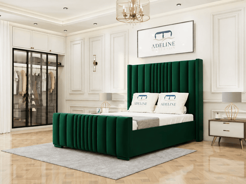 Winston Vertical Channel Upholstered Bed Set with Storage Drawers, Floor Standing Headboard & Footboard