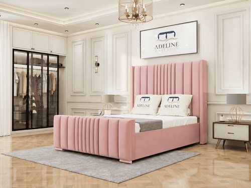 Winston Vertical Channel Upholstered Bed Set with Storage Drawers, Floor Standing Headboard & Footboard