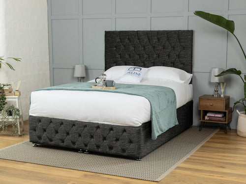 Wrexham Button-Tufted Ottoman End Lift Storage Bed Set with Floor Standing Headboard & Footboard