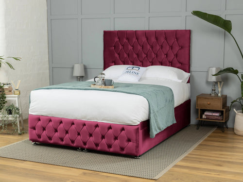 Wrexham Button-Tufted Ottoman End Lift Storage Bed Set with Floor Standing Headboard & Footboard
