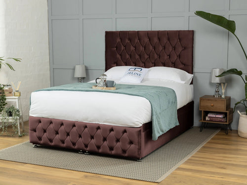 Wrexham Button-Tufted Ottoman End Lift Storage Bed Set with Floor Standing Headboard & Footboard